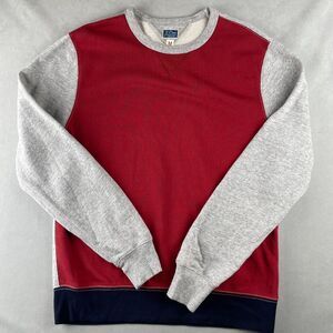 J.Crew Sweatshirt Mens M Red Vintage Fleece Classic Crewneck Colorblock Raglan